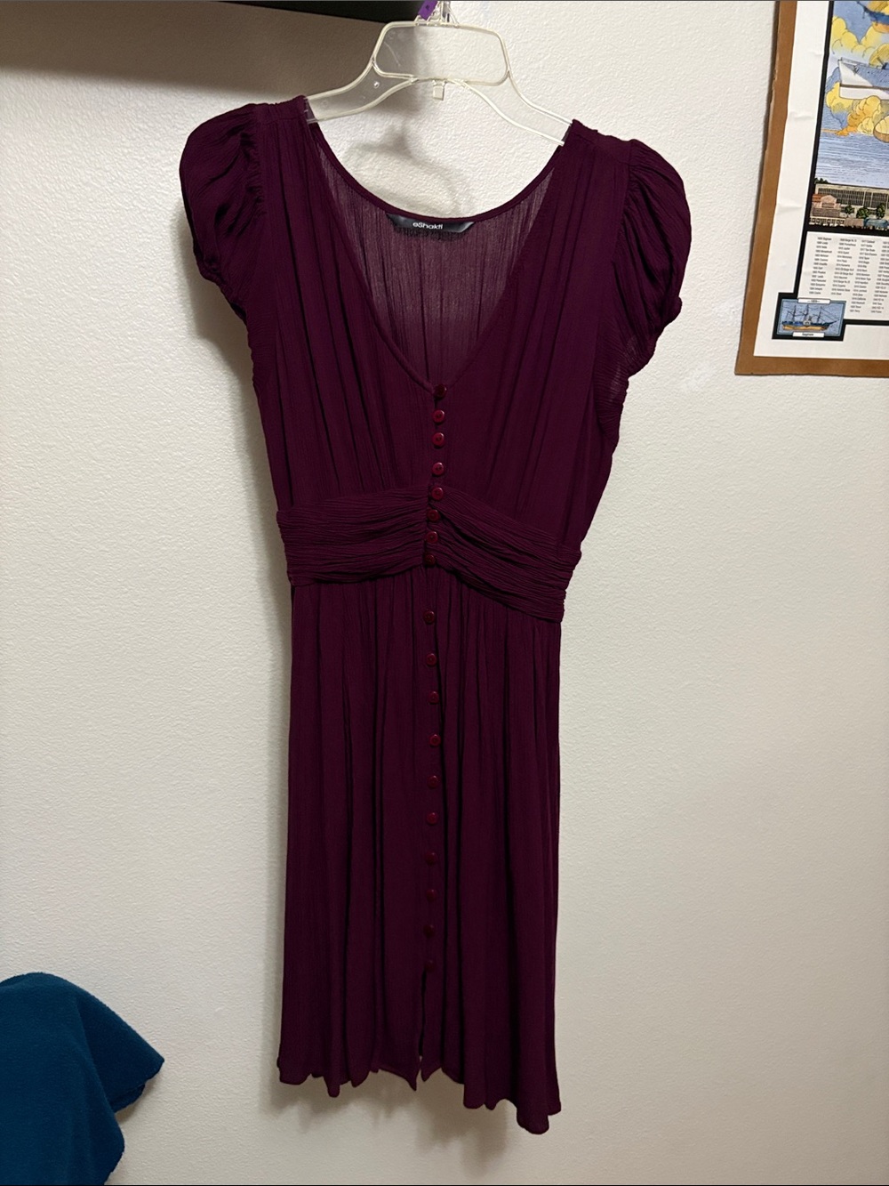 EShakti Women's Plum Button-Front Midi Dress Sz 2 custom